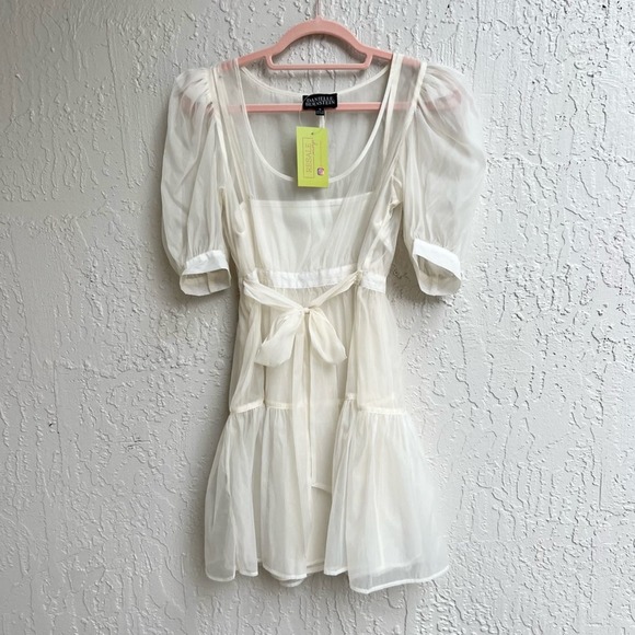 Danielle Bernstein tulle mini dress cream size small - Picture 3 of 8